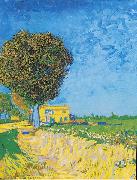 Vincent Van Gogh Avenue at Arles with houses Spain oil painting artist